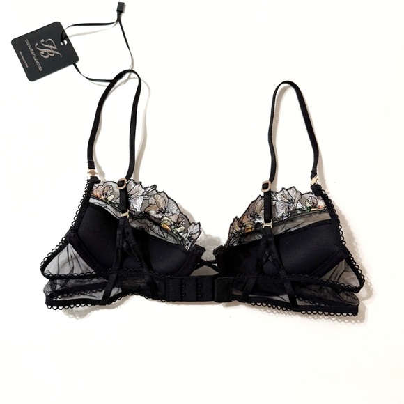 HONEY BIRDETTE RHONA BLACK FLORAL PRINT SHEER MESH PUSHUP BRA - Picture 2 of 13